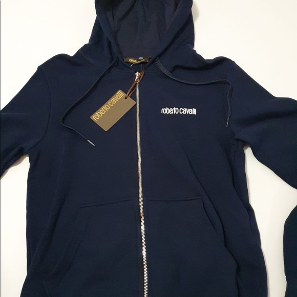 Roberto Cavalli Hoodie Men's Blue Sz Small NEW - Picture 3 of 12